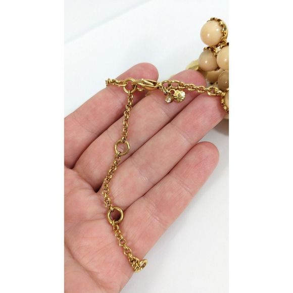 Marbled Beige Round Gold Tone Autumn Neutral Ann Taylor Bauble Necklace - Picture 9 of 12